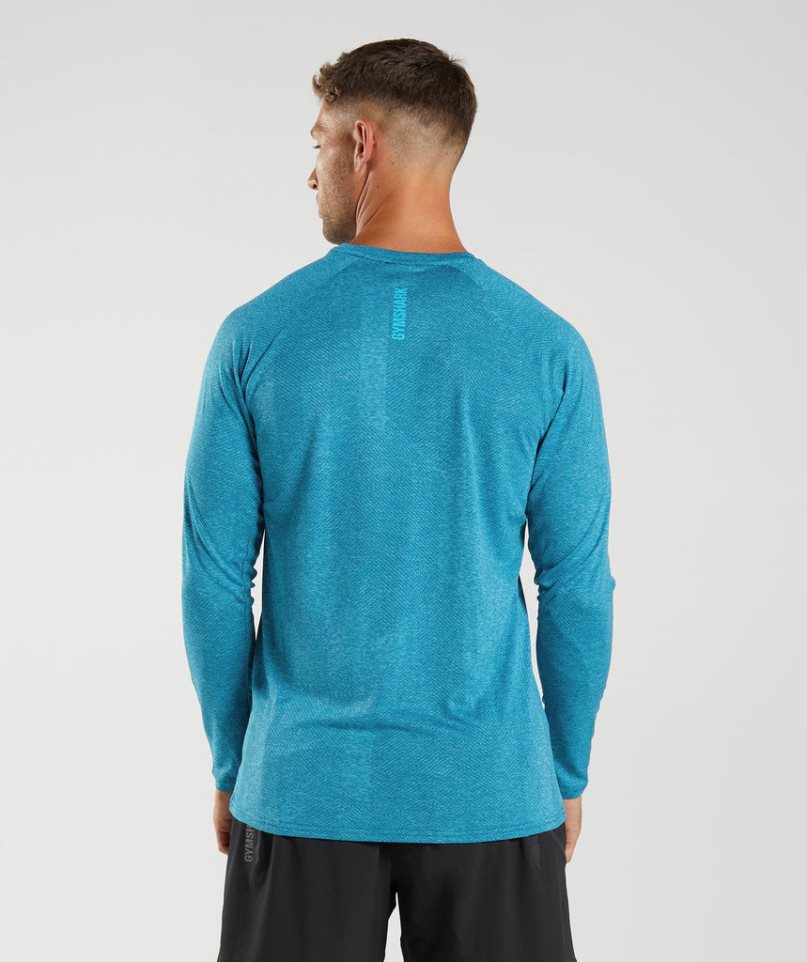 Men's Gymshark Apex Long Sleeve T-Shirts Turquoise | CA A51380